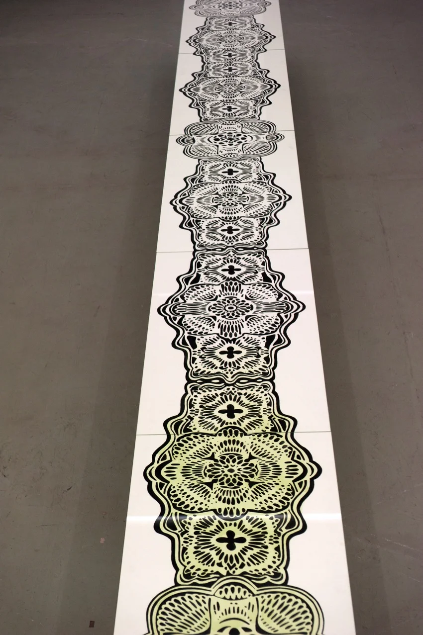 50000 2014 water color on cotton paper ca 600 cm x 60 cm Krome Gallery, solo exhibition "Stabsichelbogen", Berlin