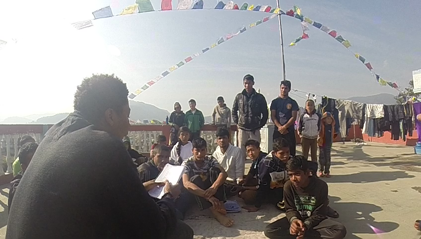 *Image of a series of workshops conducted at schools in Nepal. This one is of the boys at Nepal Orphan's Home. I read some of my work at their request, after which we had an open discussion about art as a survival tactic in a global context.