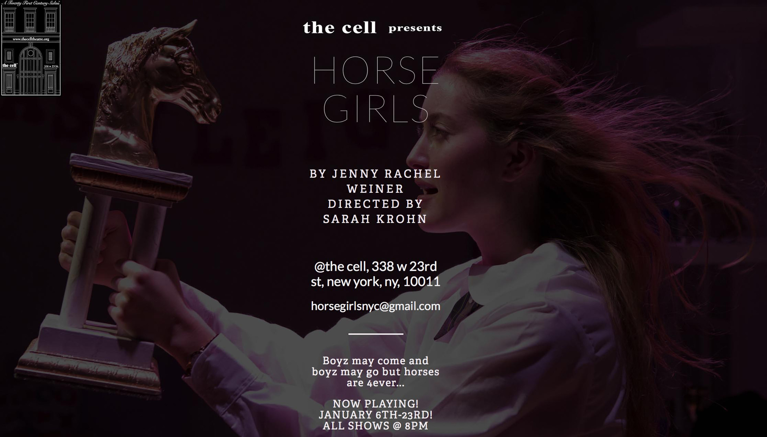 "Twelve-year-old Ashleigh rules the Lady Jean Ladies, South Florida’s most exclusive horse club.&nbsp;Rumors&nbsp;that&nbsp;her family’s stables are being sold and their horses killed for meat throws the Ladies&nbsp;into crisis in this dark comedy o…