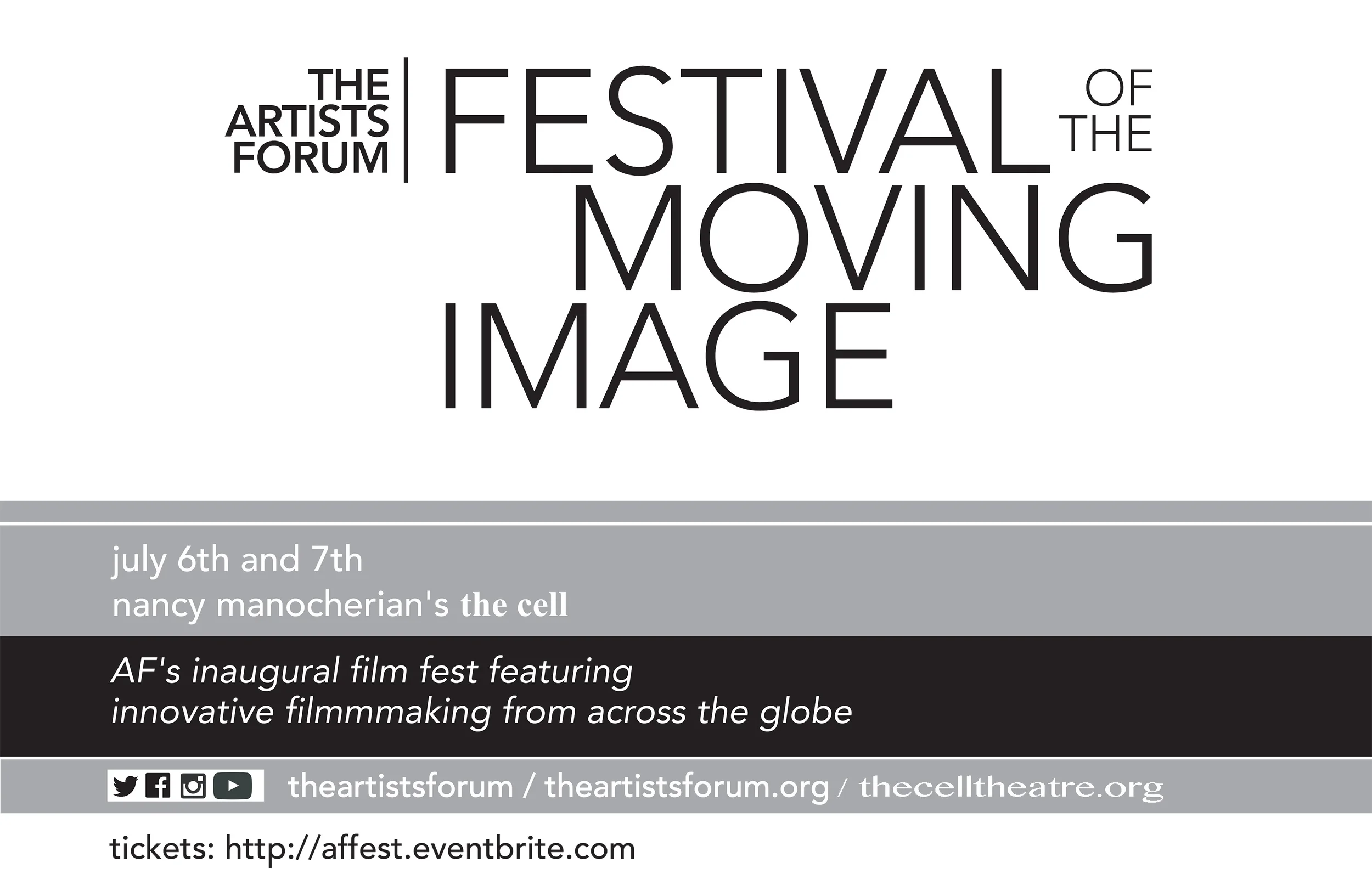 THE ARTISTS FORUM, a NY State 501(c)3 not-for-profit arts service organization specializing in media, events, and juried competitions for artists, is proud to announce the inaugural screenings for THE ARTISTS FORUM FESTIVAL OF THE MOVING IMAGE (AF-F…
