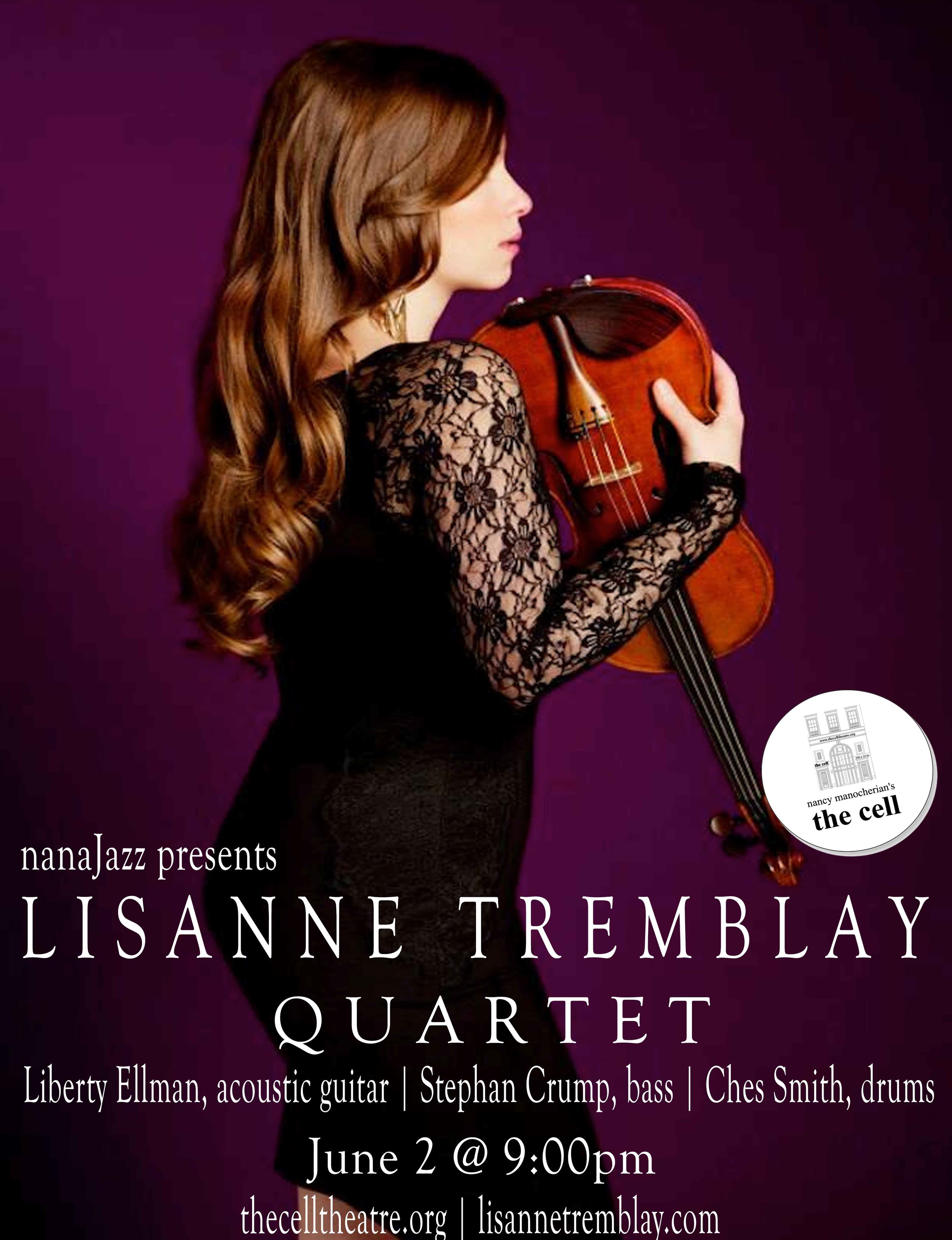 Although still a relatively recent transplant to the New York area, Lisanne Tremblay has developed a tremendous array of fans and collaborators, including Greg Osby and Danilo Perez. Her quartet (violin, piano, bass, drums) switches things up in terms of the jazz perspective they present, but Tremblay’s violin maintains a remarkably consistent voice despite the scene changes. The end result is that a familiarity is bred with her particular voice that never sits still in presenting unexpected views. There’s some post-bop, some contemporary, some avant-garde(ish) angularity and some jazz-folk.