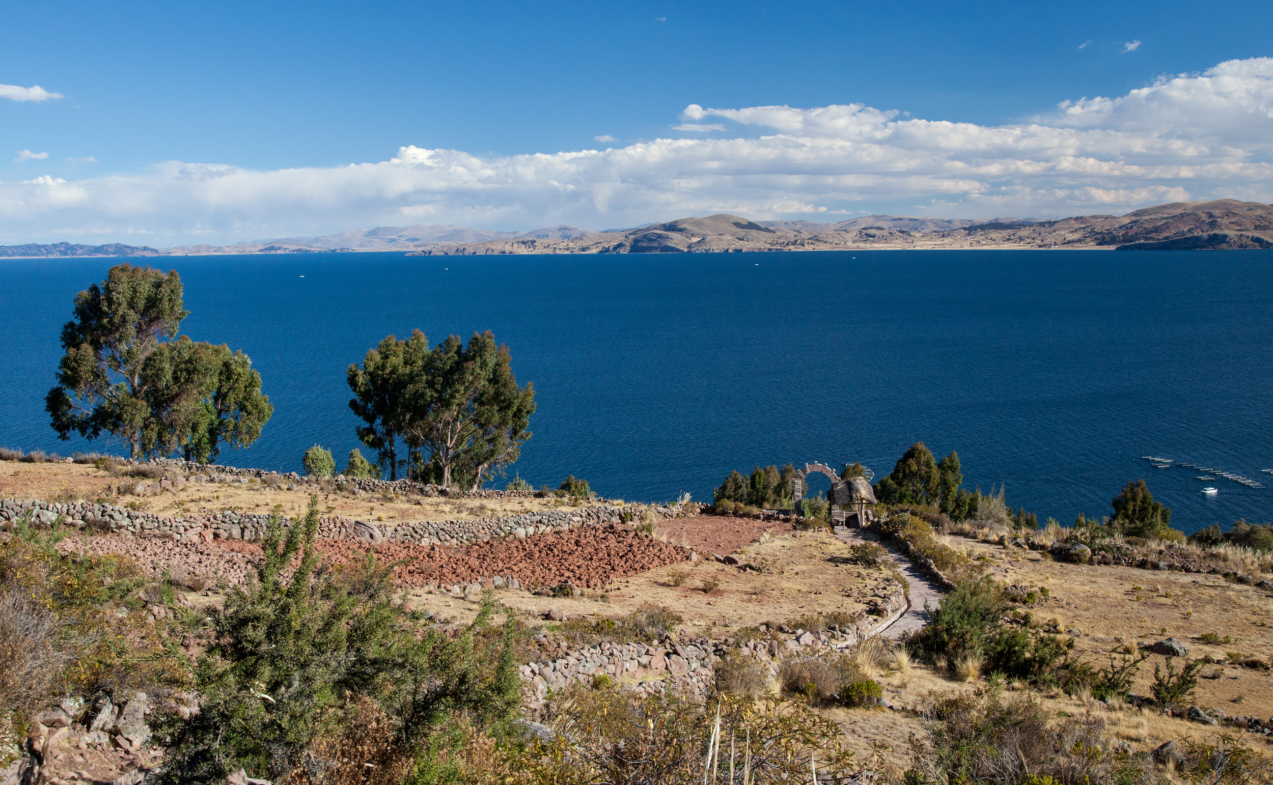 The view from part of the way up the main hiking trail in Llachon.