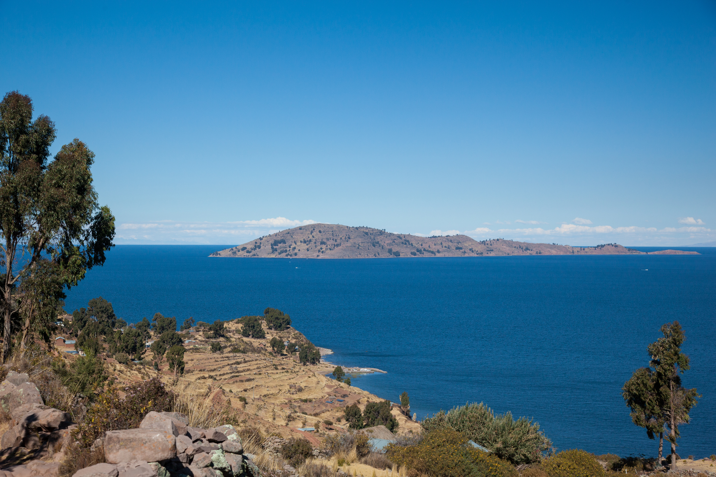 The island of Taquile off in the distance.