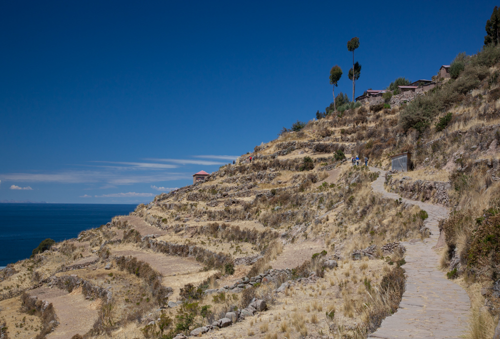 Agricultural terraces and the trail up from Puerto Alsuno on the north end of the island.