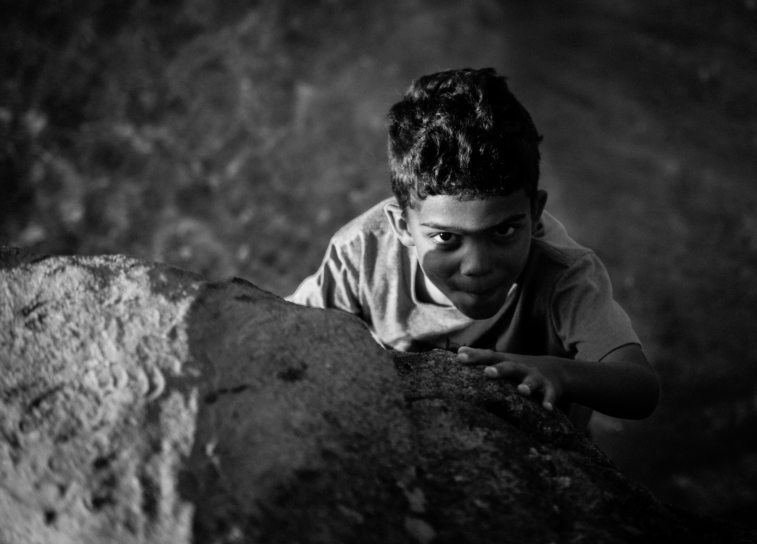 My nephew, maybe pretending he's Gollum?