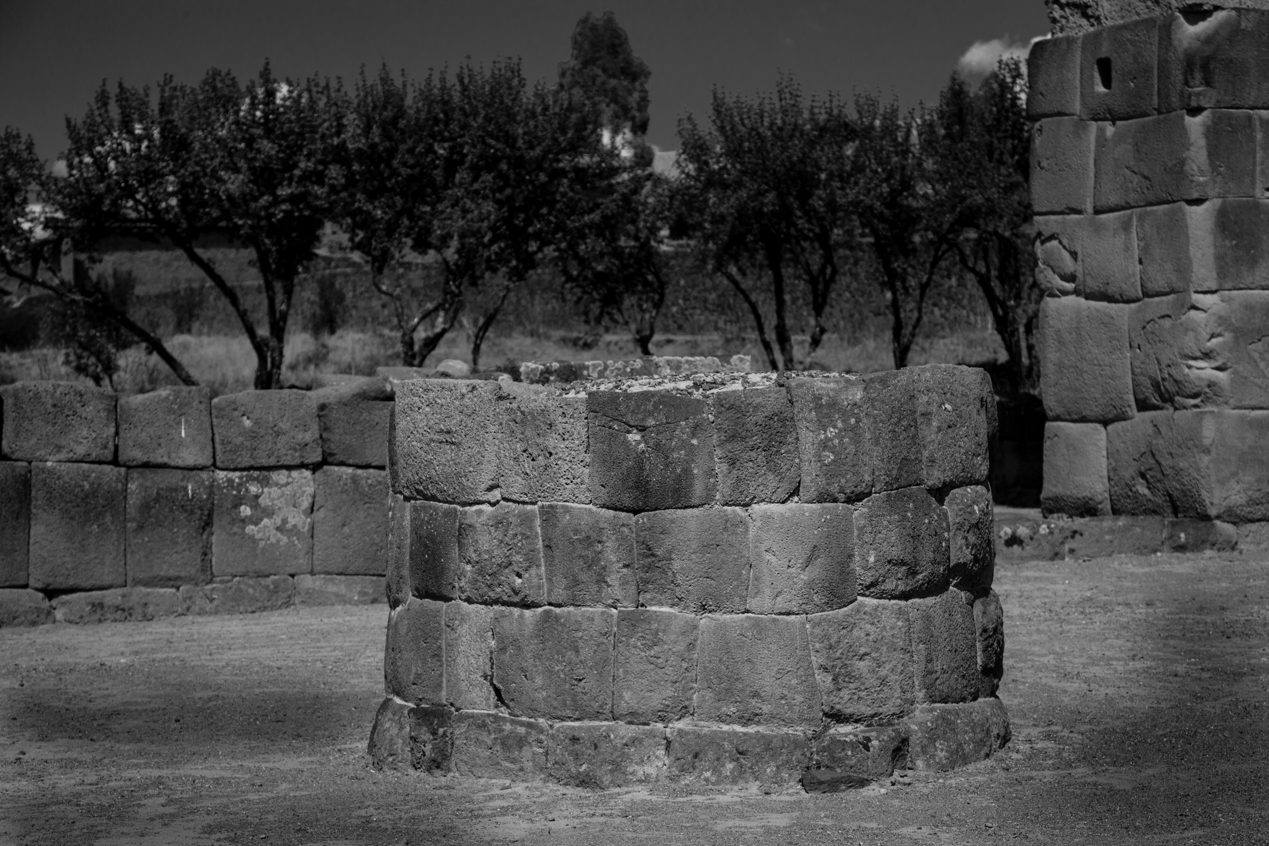 One of the surviving column bases
