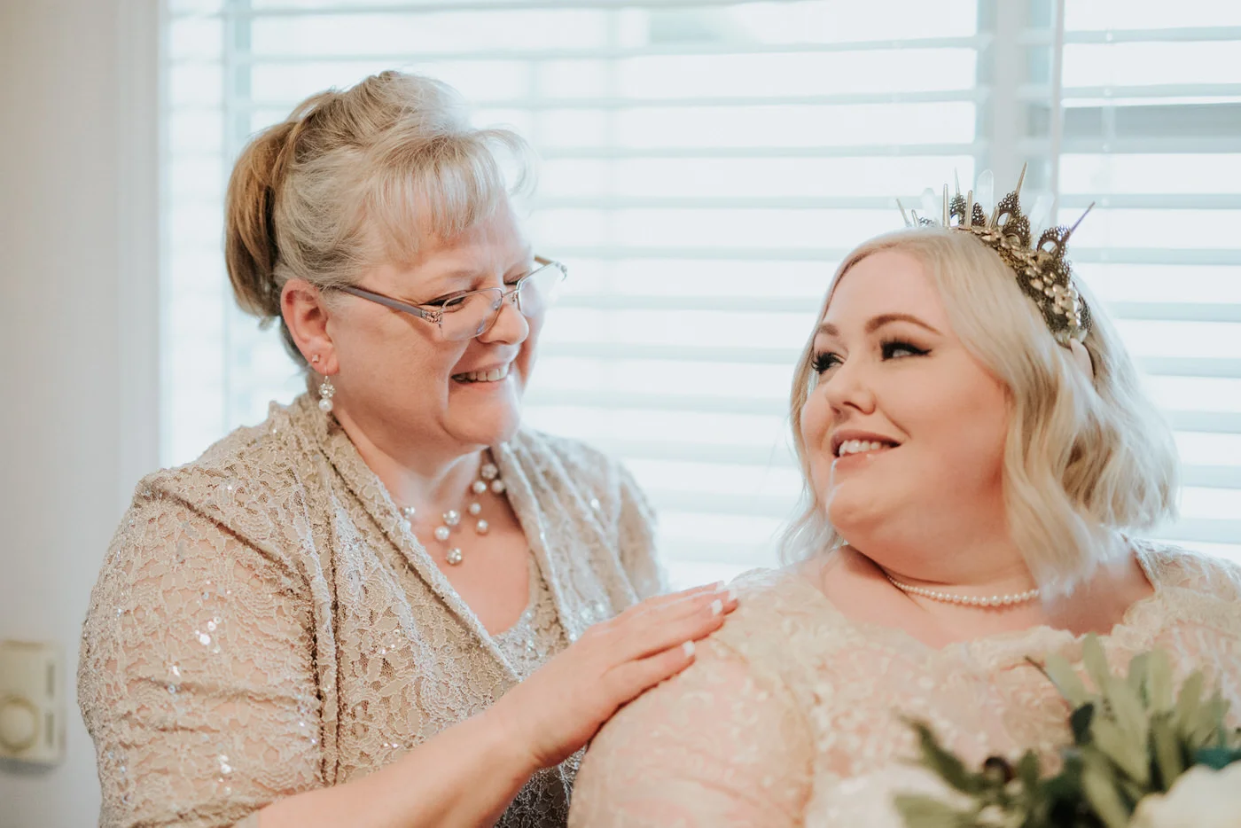 Bride and mother at wedding