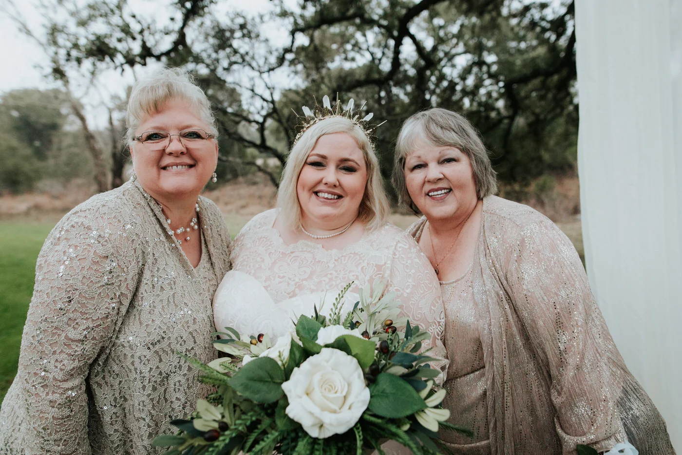 Bride with family at Austin wedding