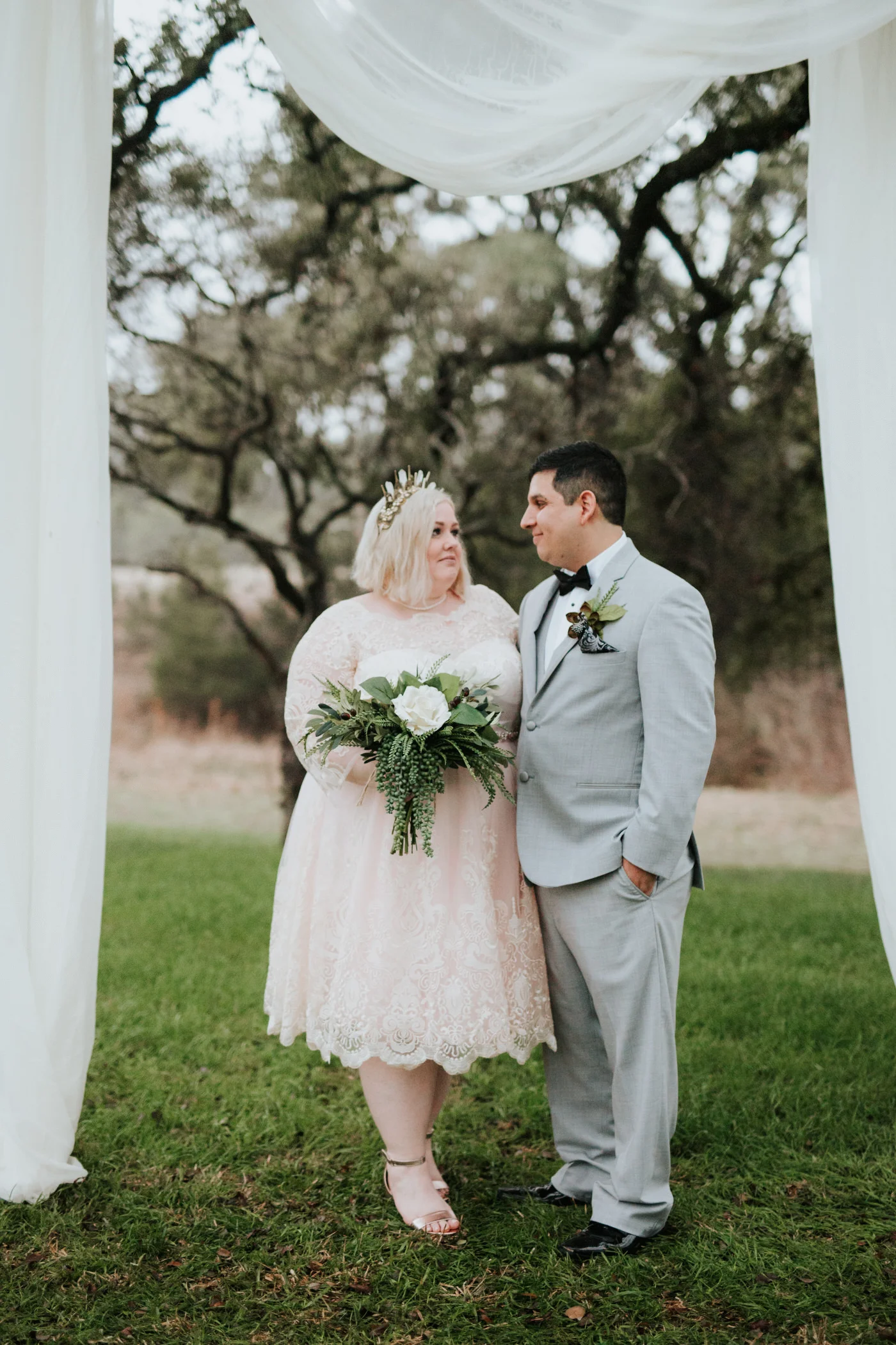 Bride and groom at Pecan Springs Ranch wedding