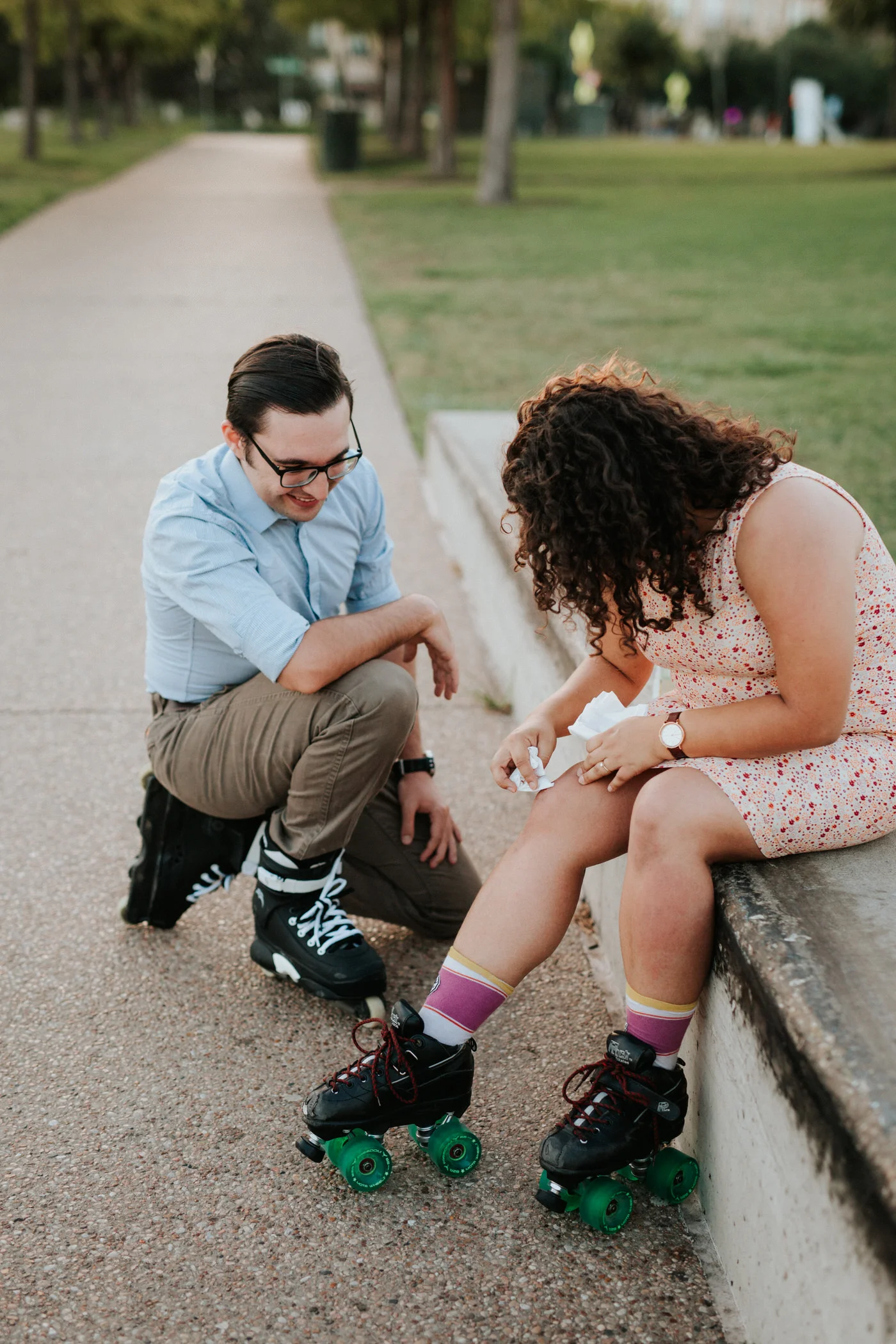 Roller skating couple at Mueller Lake Park