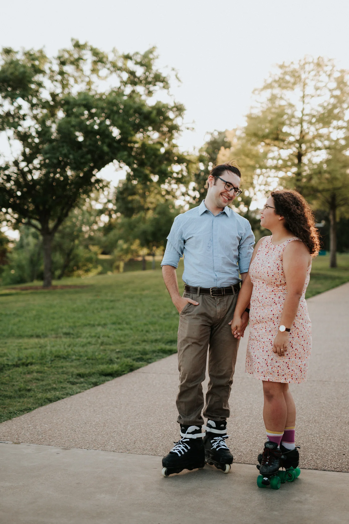 Roller skating couple at Mueller Lake Park