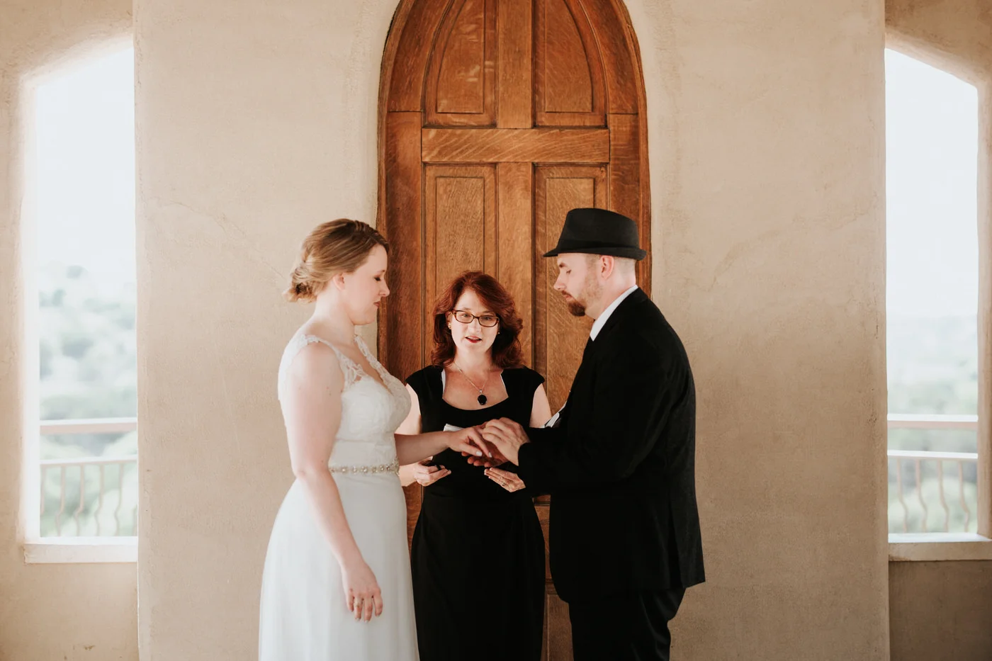 Bride and groom at Chapel Dulcinea wedding