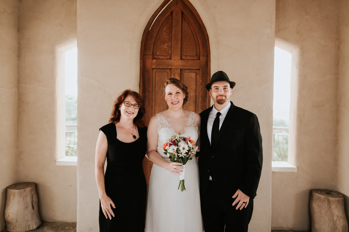 Bride and groom at Chapel Dulcinea wedding