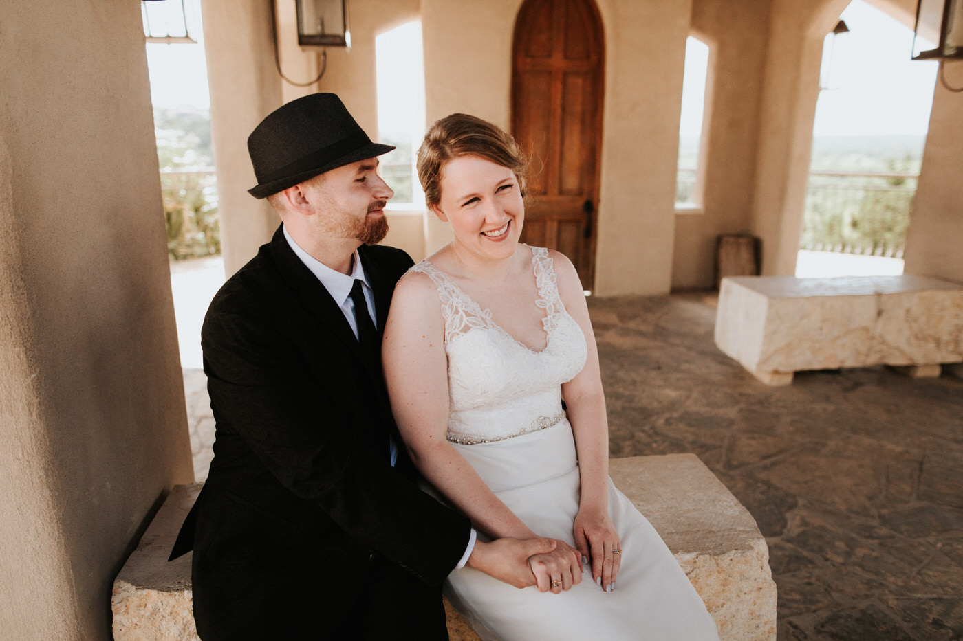 Bride and groom at Chapel Dulcinea wedding