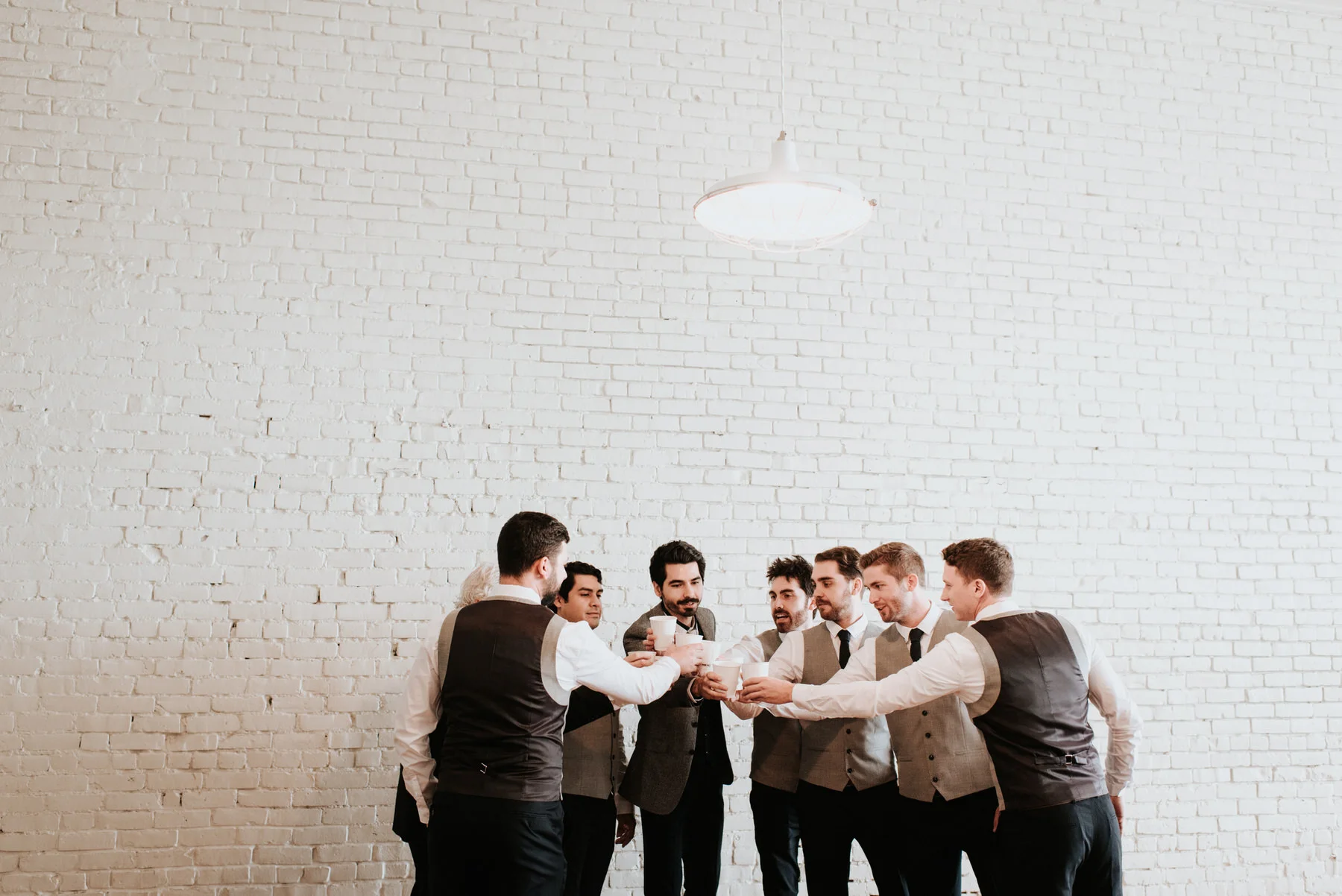 Groom and wedding party before wedding