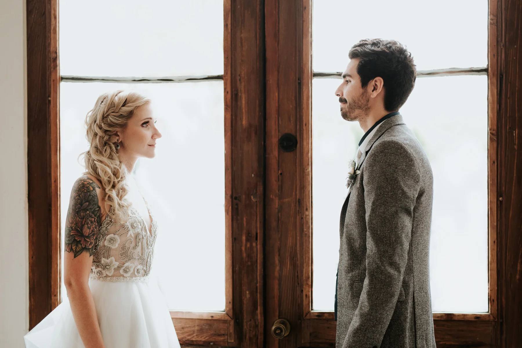 Bride and groom at One Eleven East wedding