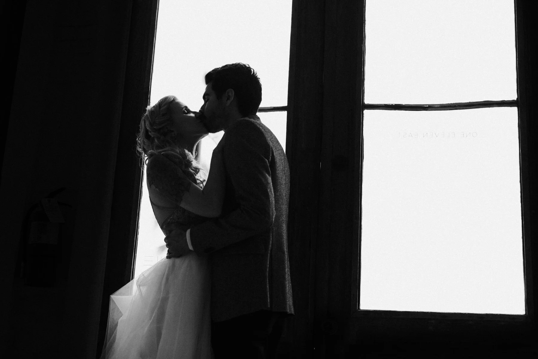 Bride and groom at One Eleven East wedding