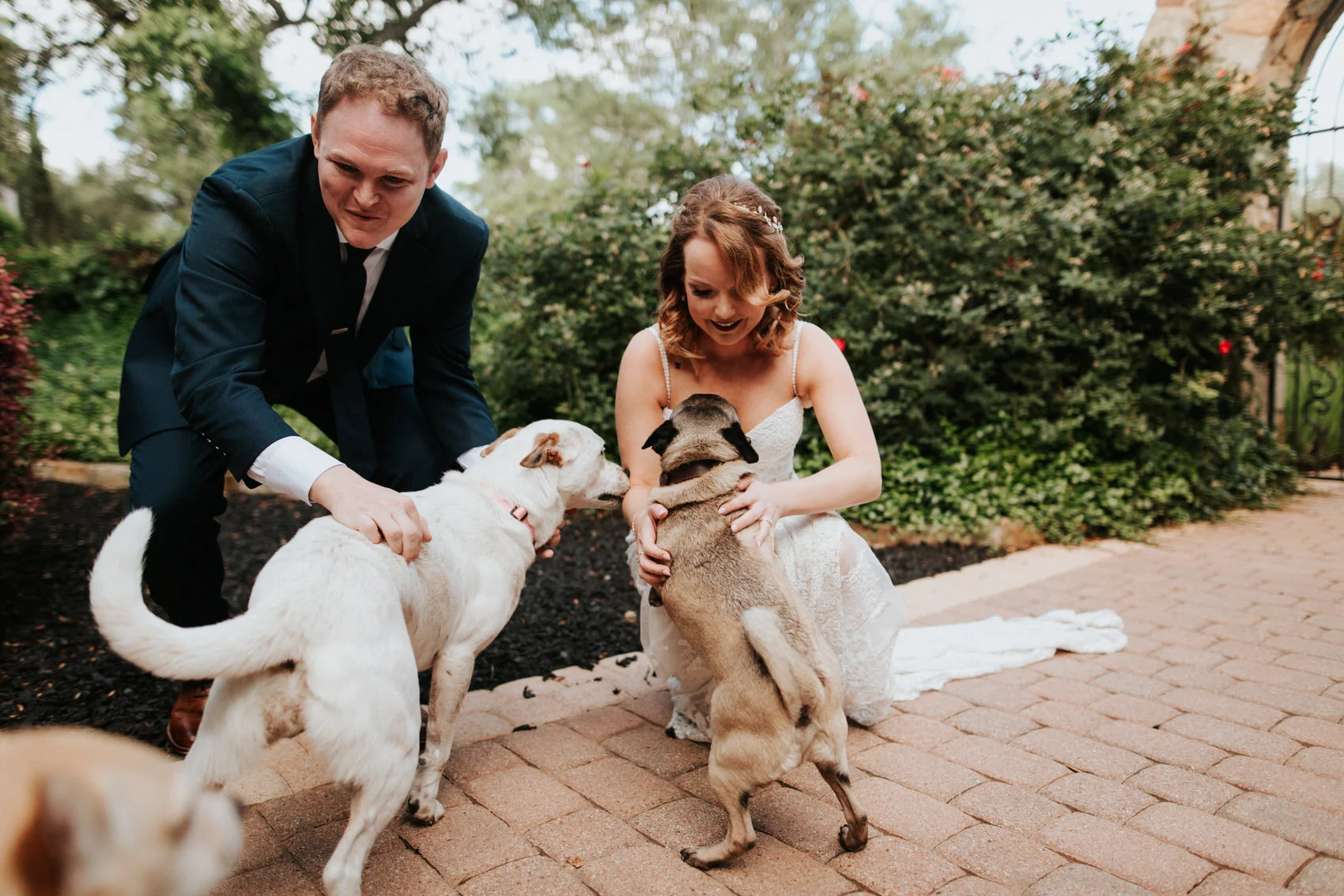 Austin luxury backyard wedding first look photos