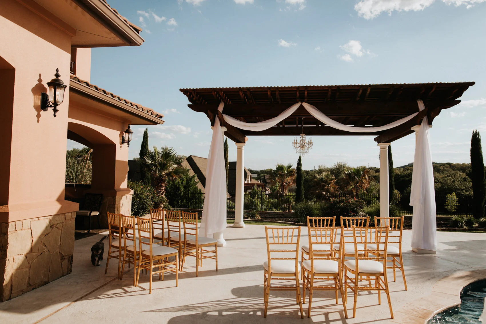 Austin luxury backyard wedding first look photos