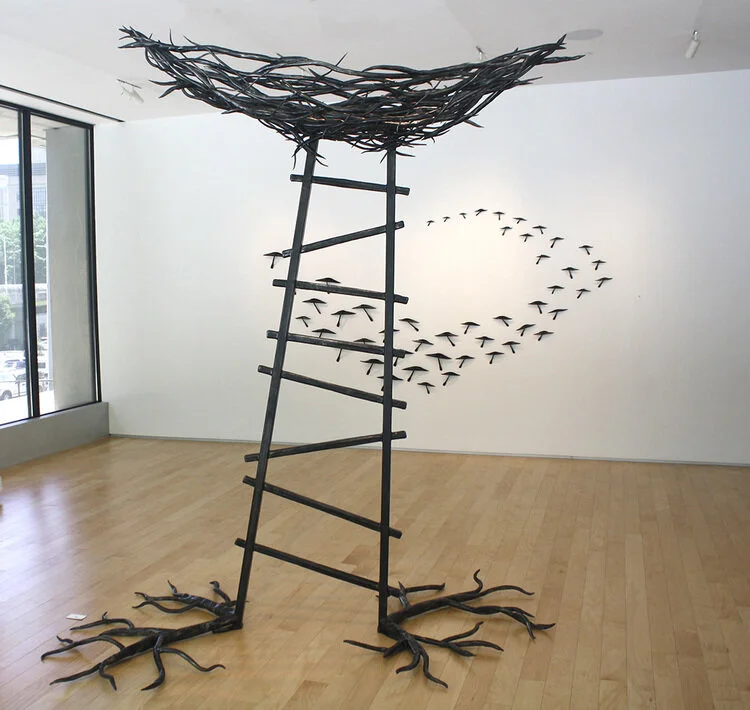 Voyageur qui fait son Nid 2015, forged and fabricated steel, 9’ x 7’ x 6’