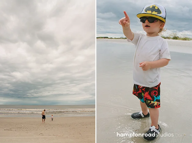 p pointing & p & d on beach