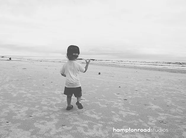 p walking on the beach