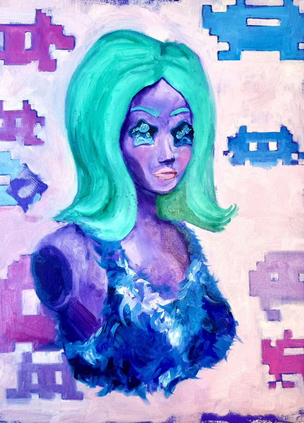 Marzipan Bust, 2024. Oil on Paper, 12" x 16".