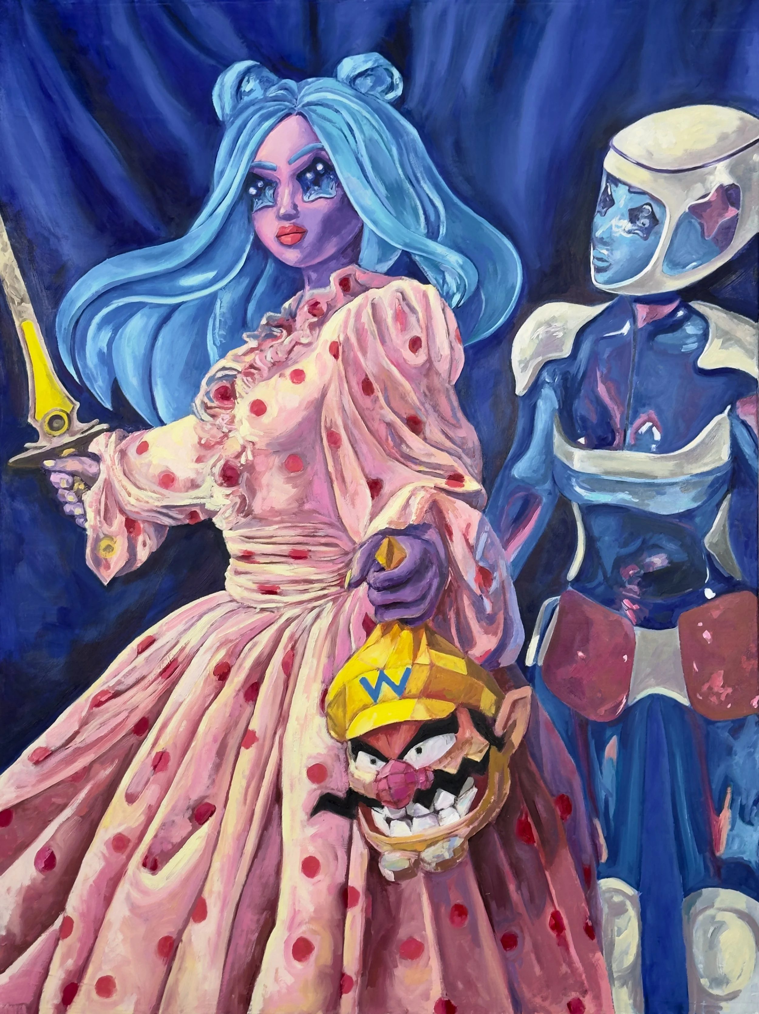 Ikea Slaying Wario, 2025. Oil on Canvas, 30 x 40
