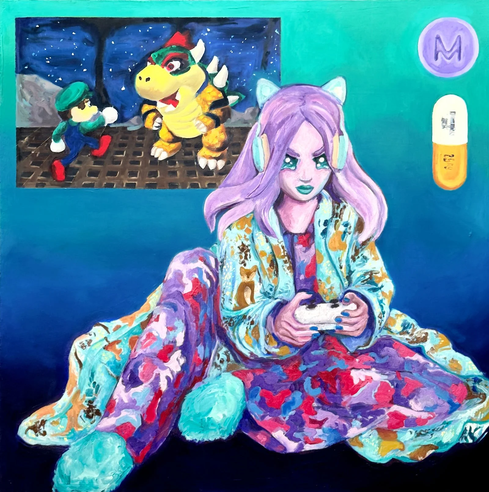 Seven Lucky Gods (War), 2025. Oil on Canvas, 30" x 30".