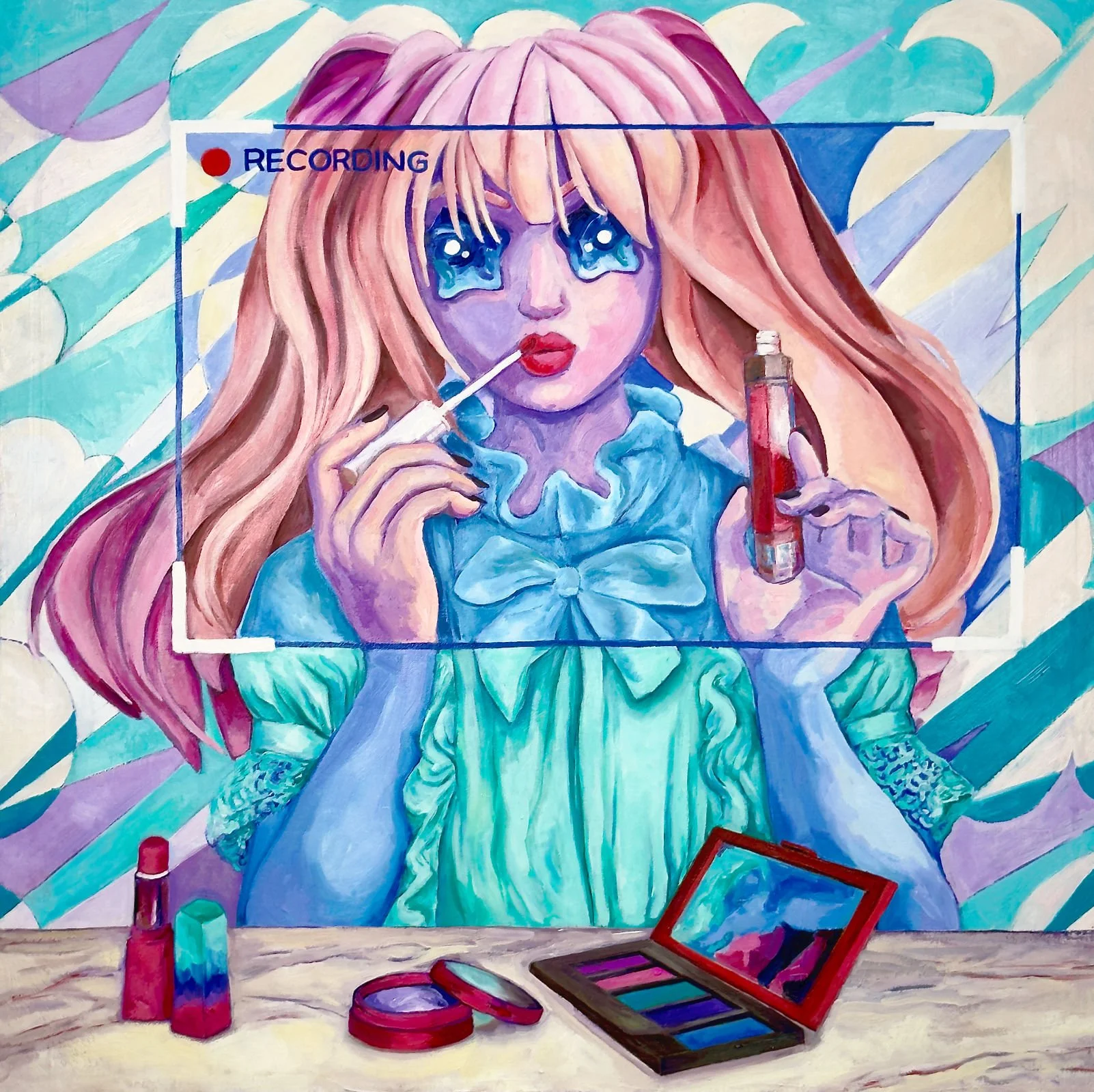 Seven Lucky Gods (Prosperity), 2025. Oil on Canvas, 30" x 30".