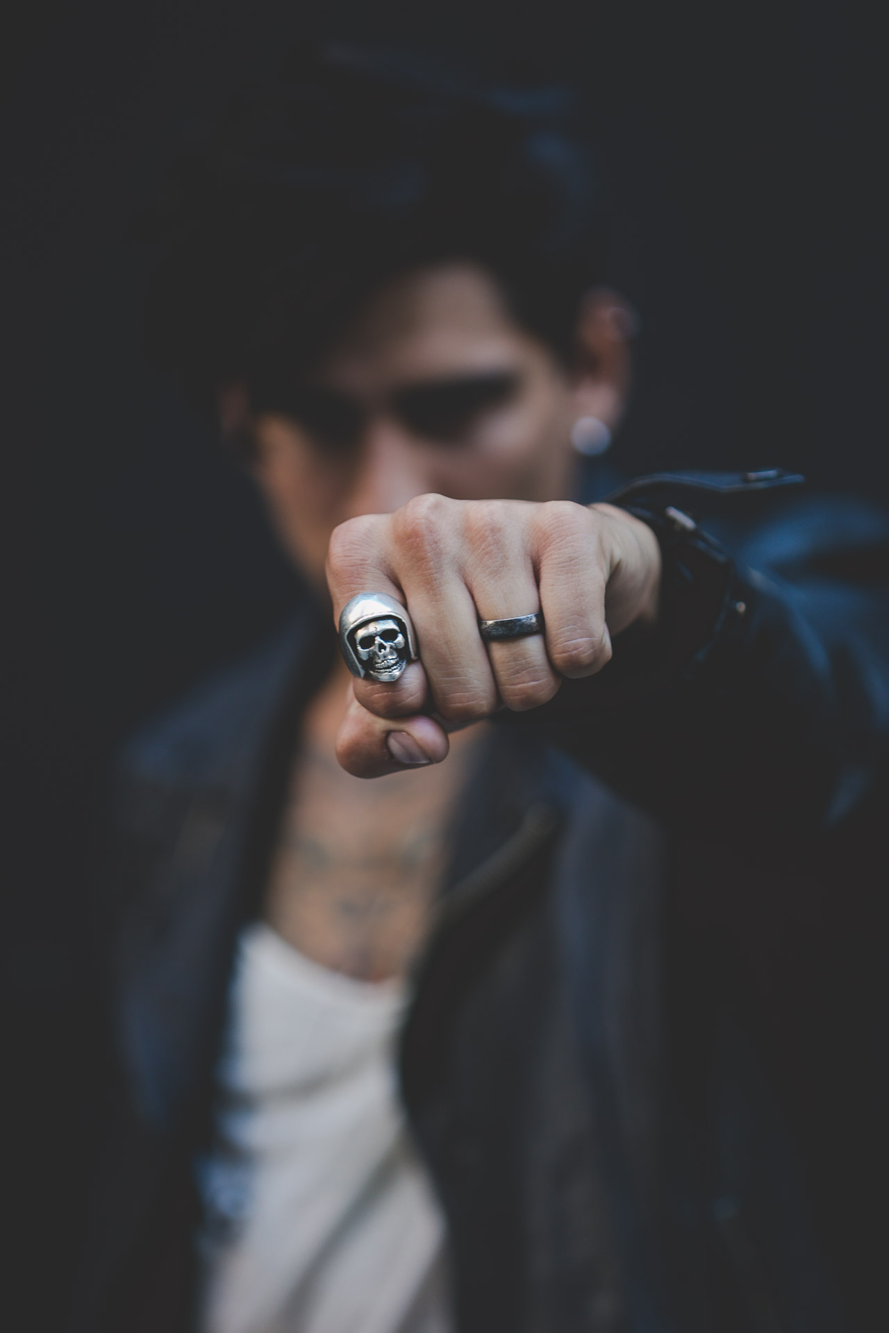 skull ring - leather - tattoos - menswear
