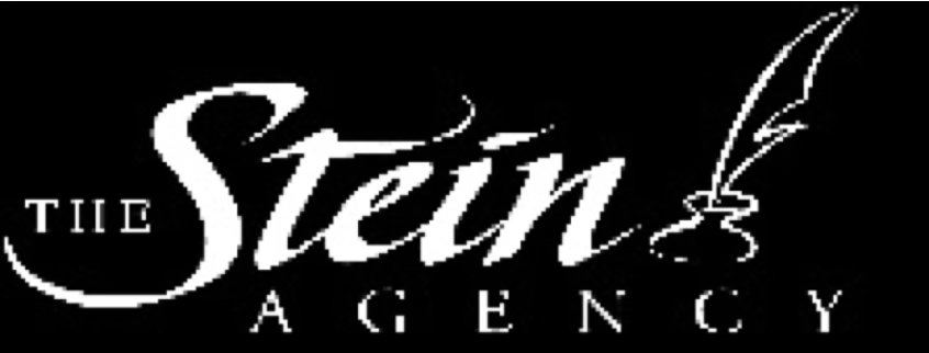 Logo for The Stein Agency featuring stylized text and a quill pen on a black background