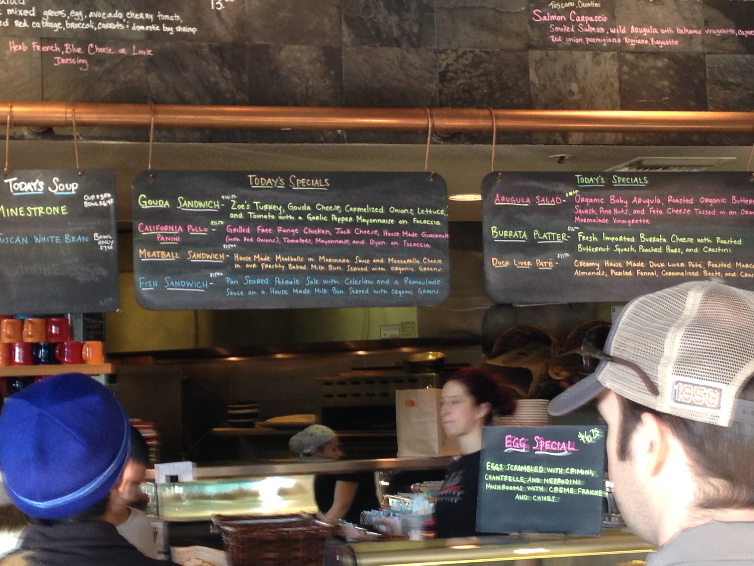 complex food information served duly categorized and color-coded at a popular Menlo Park restaurant