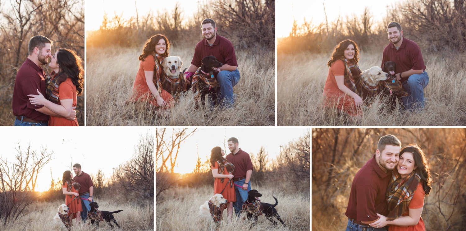 Jordan And Tyler Winter Engagement Garden City Kansas With Dogs