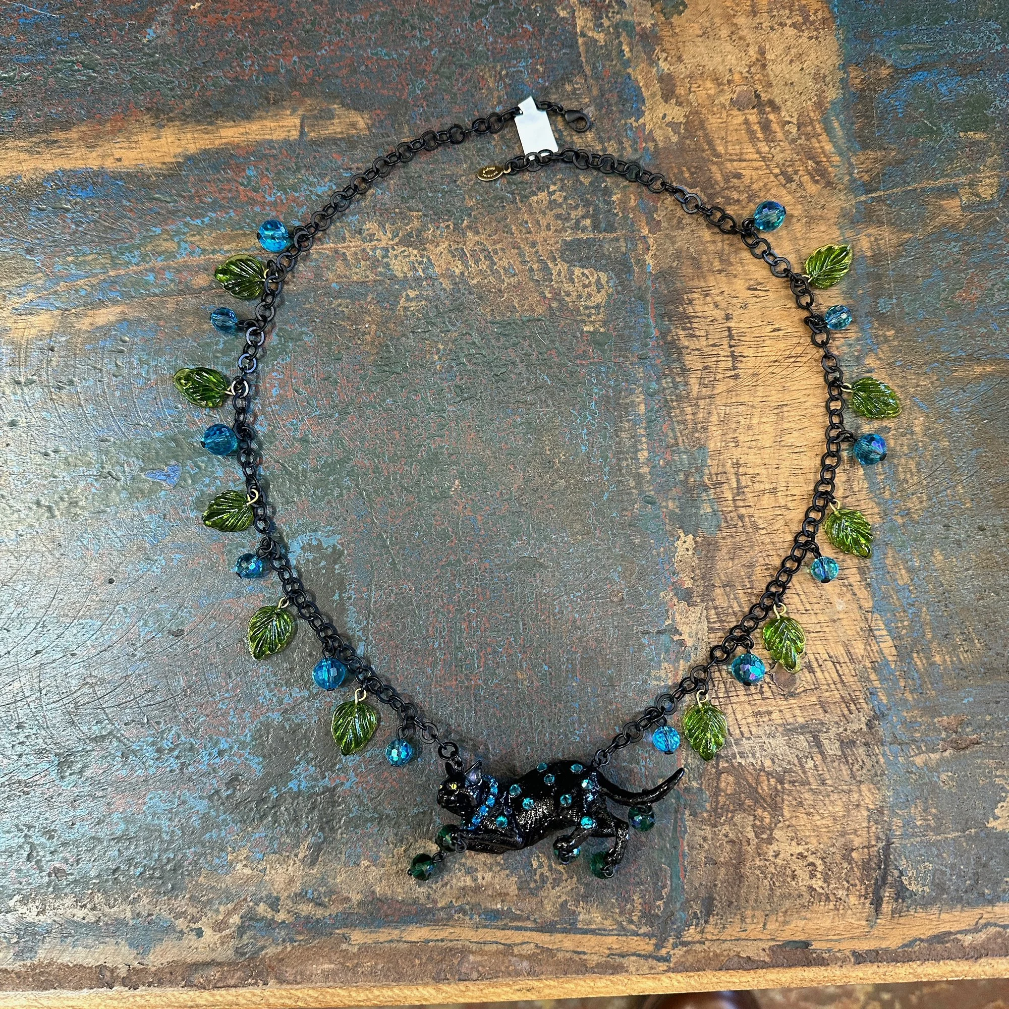 Black Cat and Crystal Necklace