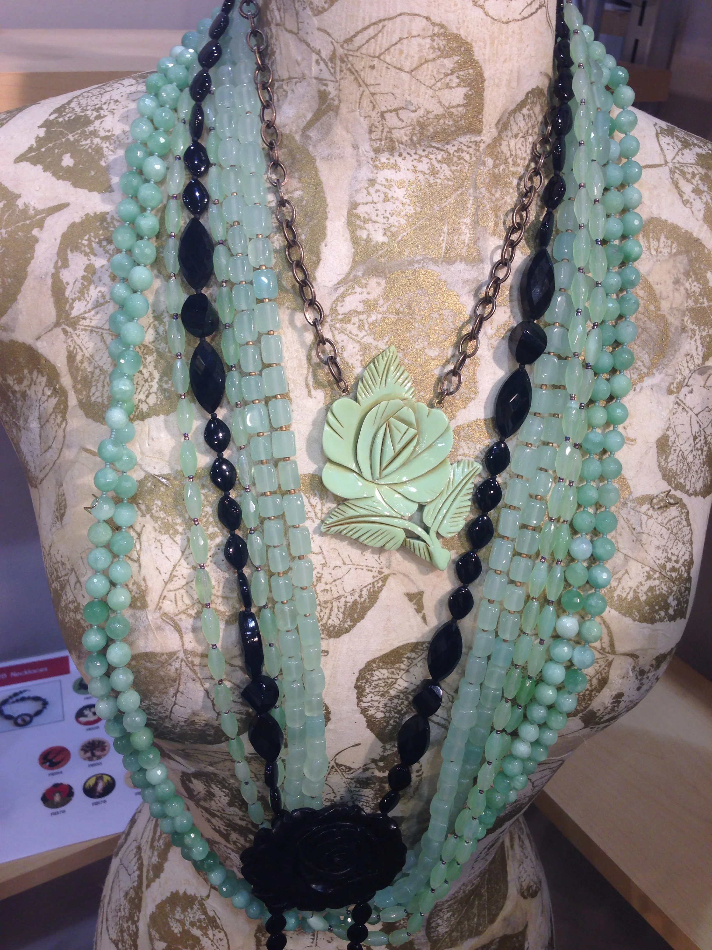 The Mexican Flower in verdegris (or mint) this is very fresh looking! Very popular as a brooch. 