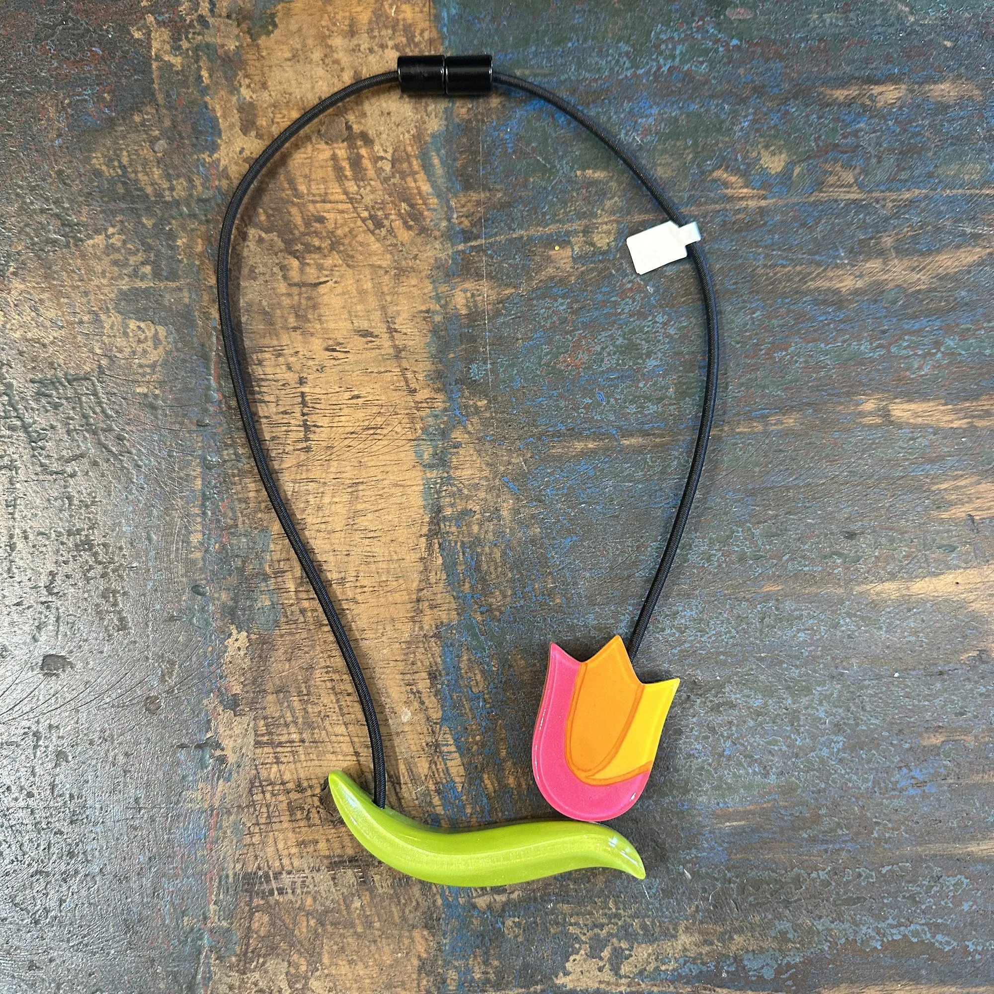 Tulip and Stem Resin Necklace