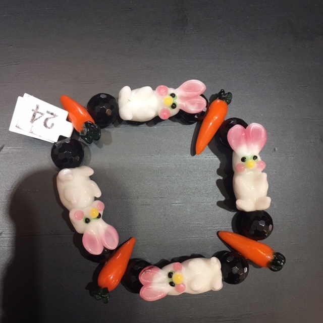 Bunnies and Carrots. Glass and onyx