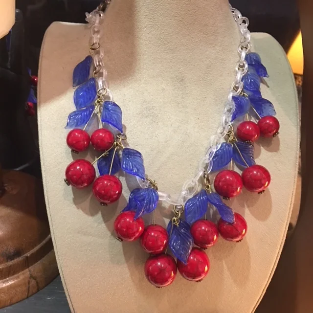PETALUMA SHOW IS AMERICANA! RED, WHITE AND BLUE (AND FANTASTIC!) I SAY IT IS ALSO VERY FRENCH! THIS COULD BE THE PERFECT NECKLACE FOR BASTILLE DAY PARTY! EMAIL ME FOR ANY QUESTIONS ABOUT THE SHOWS OR REQUESTS ON WHAT TO BRING! I'LL GLADLY BRING SOMETHING YOU WANT TO TAKE A CLOSER LOOK AT OR PUT SOMETHING ASIDE FOR YOU! UNTIL THEN, I'M IN MY SHOP AND STUDIO, AND A COUPLE OF NIGHTS AT THE RESTAURANT!