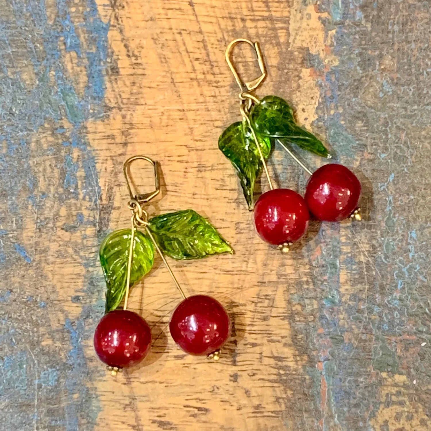 Cherry resin earrings deals