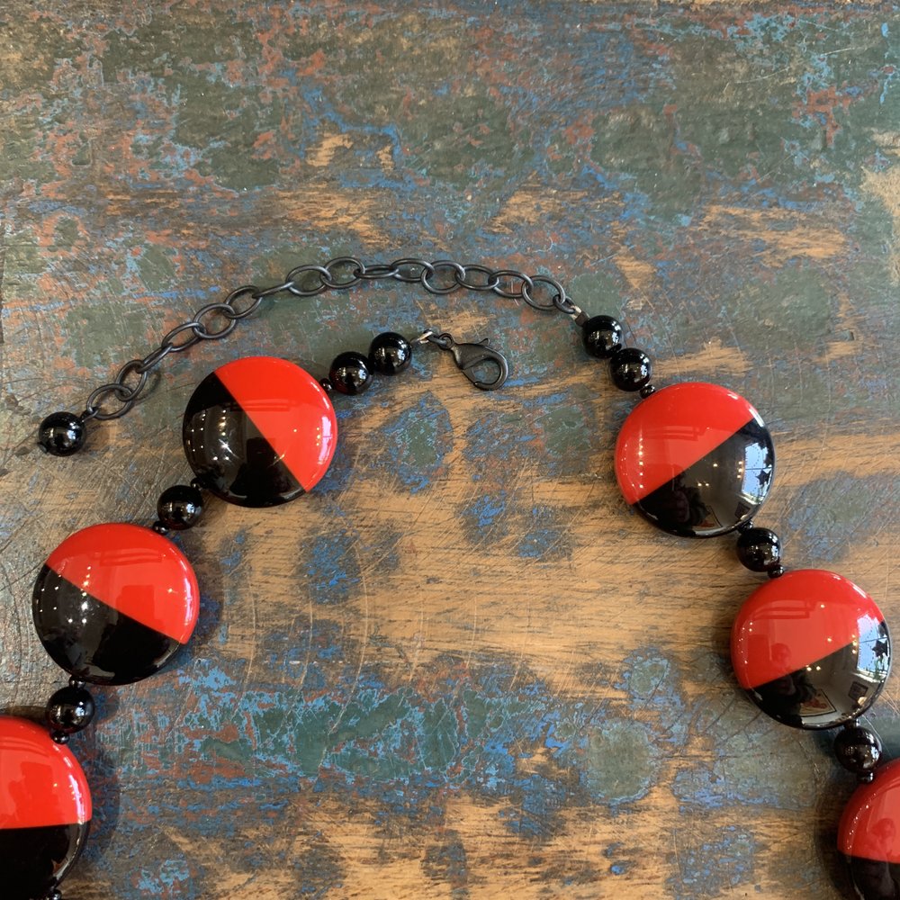 Red and Black Resin Necklace — Favor & Hotcakes Design