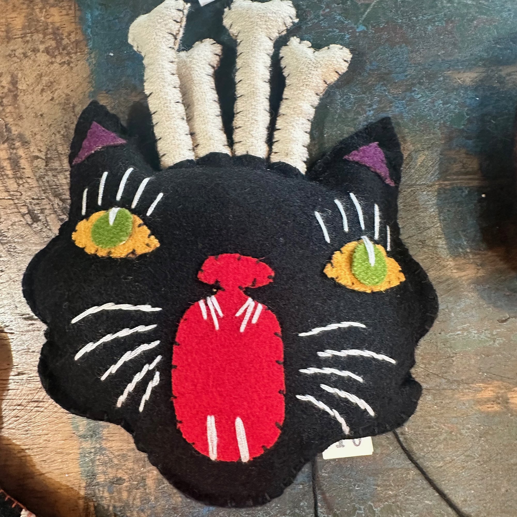 Cat and Bones Felt Ornament