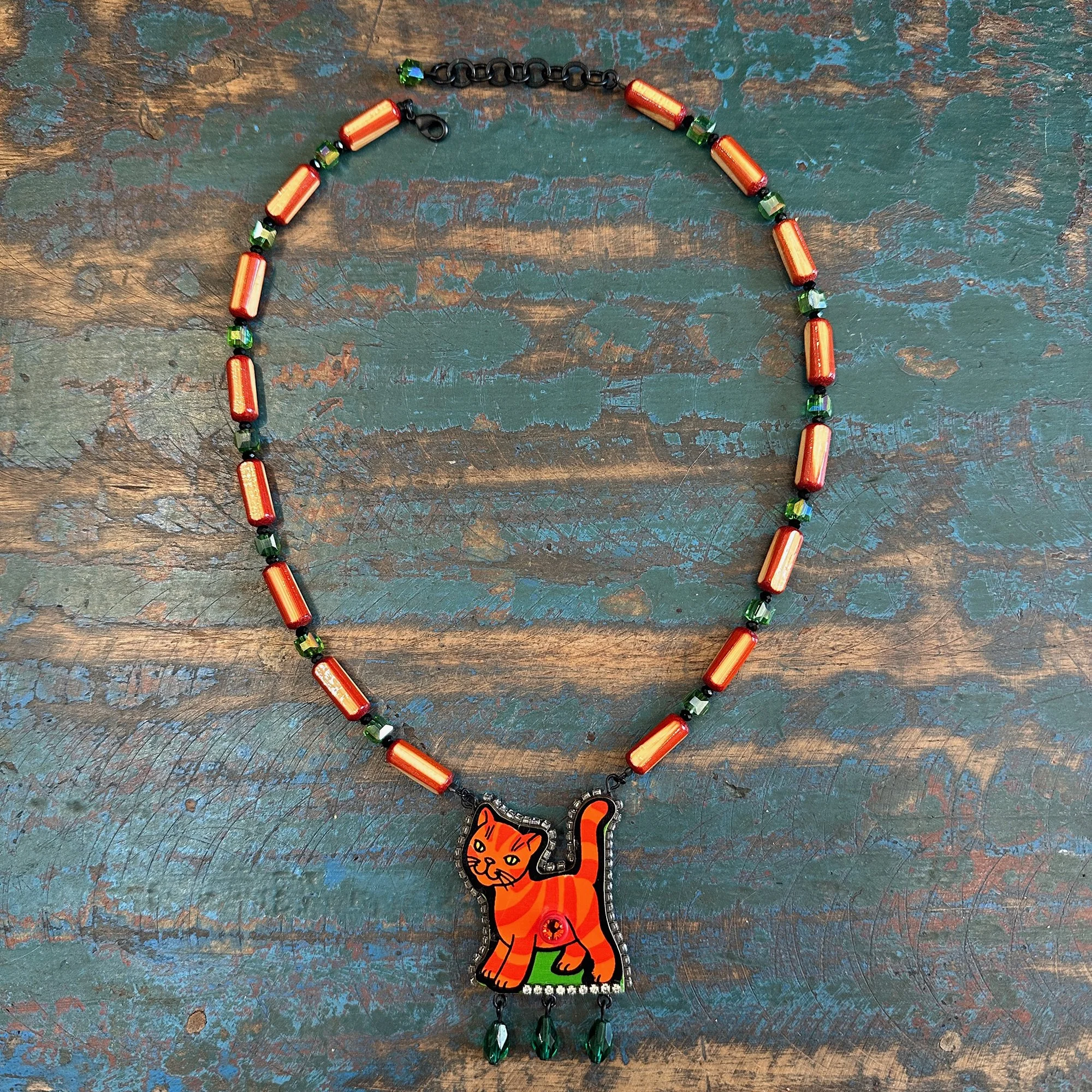Orange Cat Puzzle Necklace