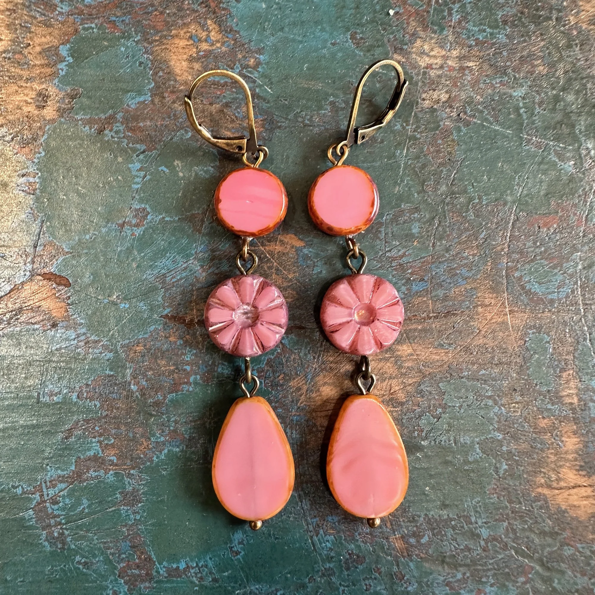 Pink Czech Glass Earrings