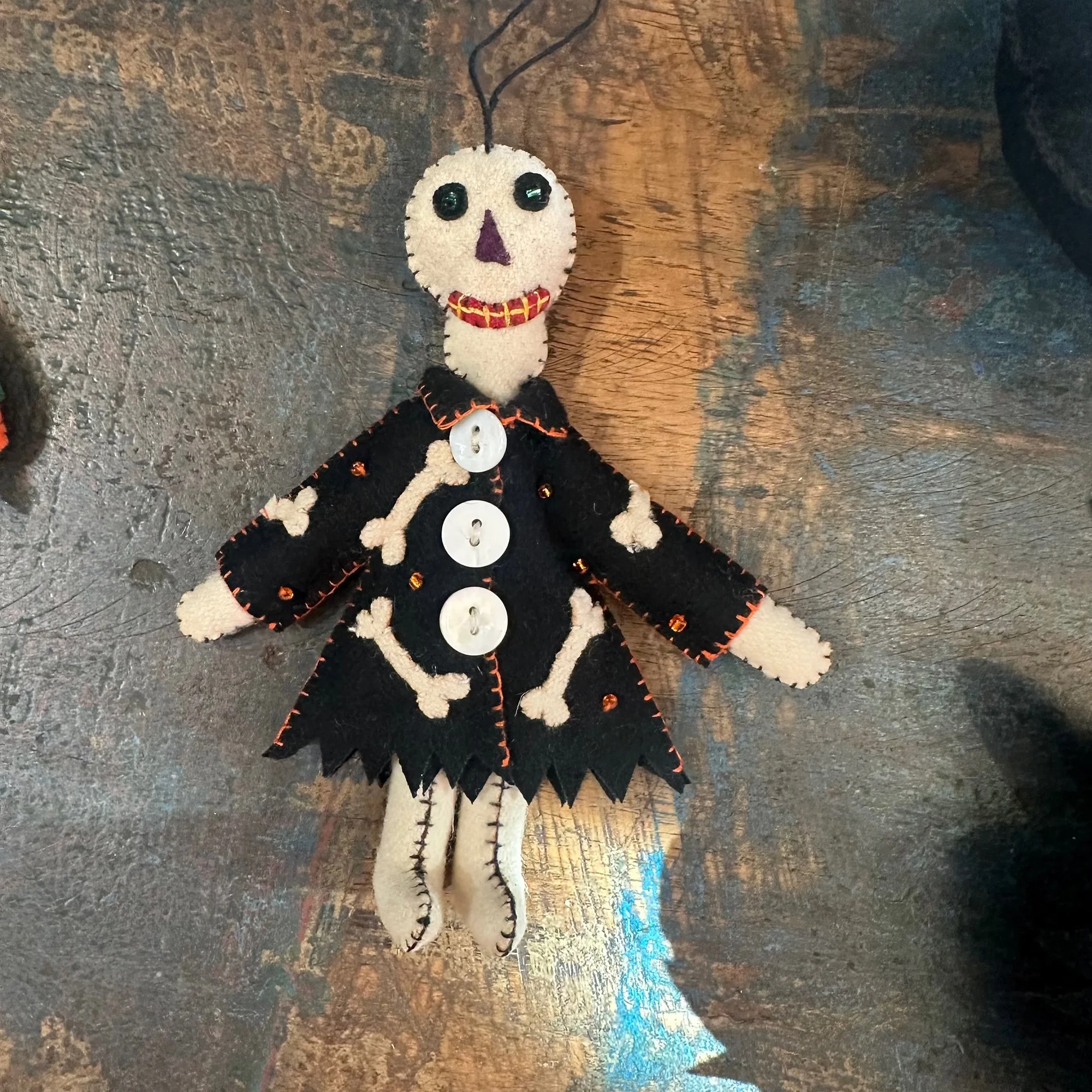 Skeleton with Bone Jacket Felt Ornament