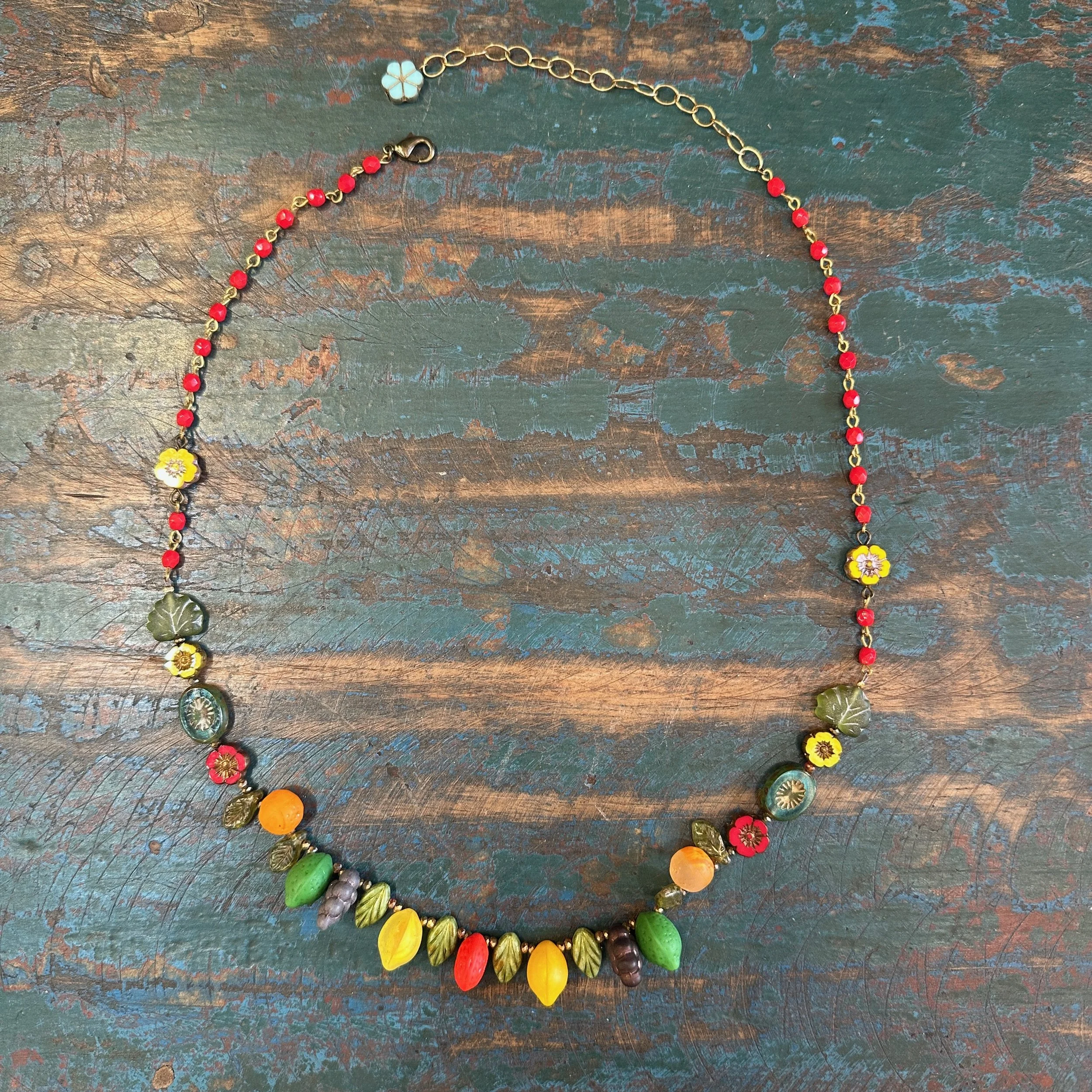 Czech Glass and Fruit Necklace