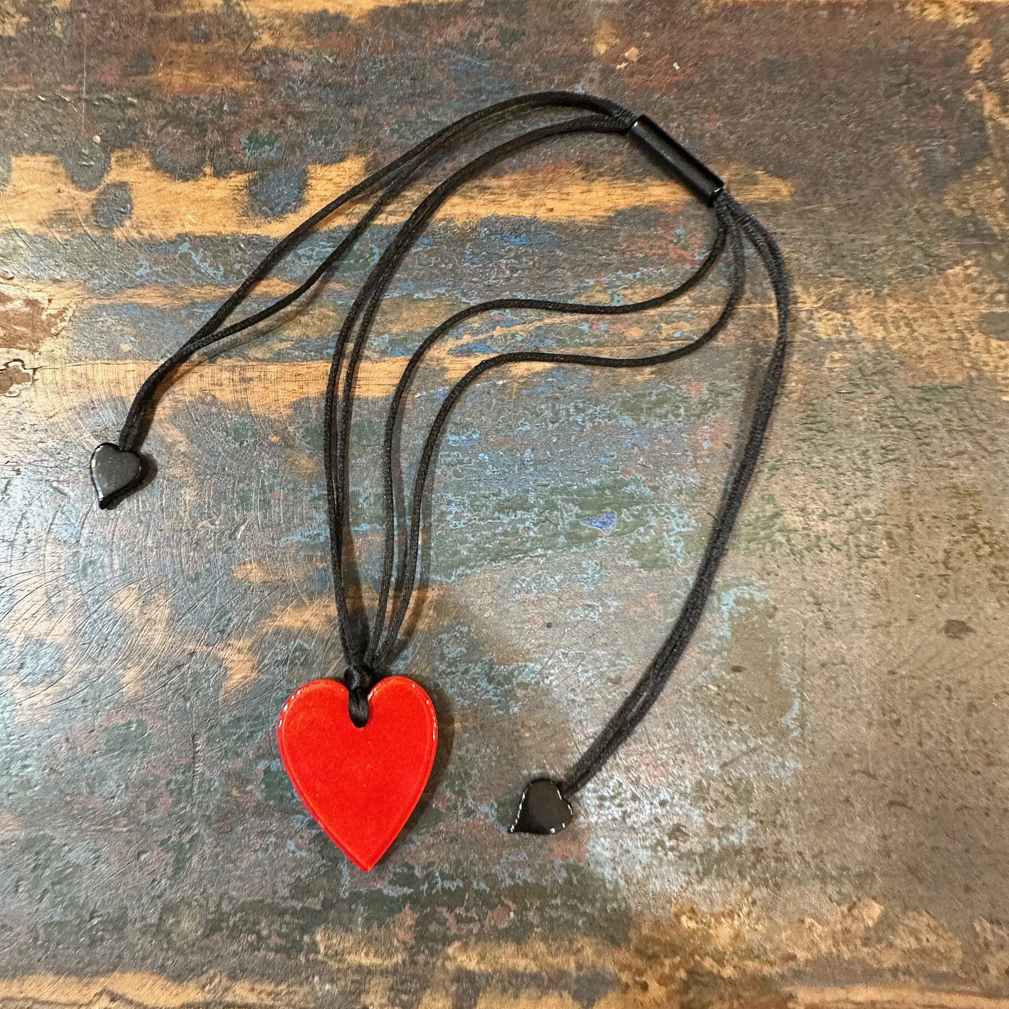 Red Resin Heart Necklace