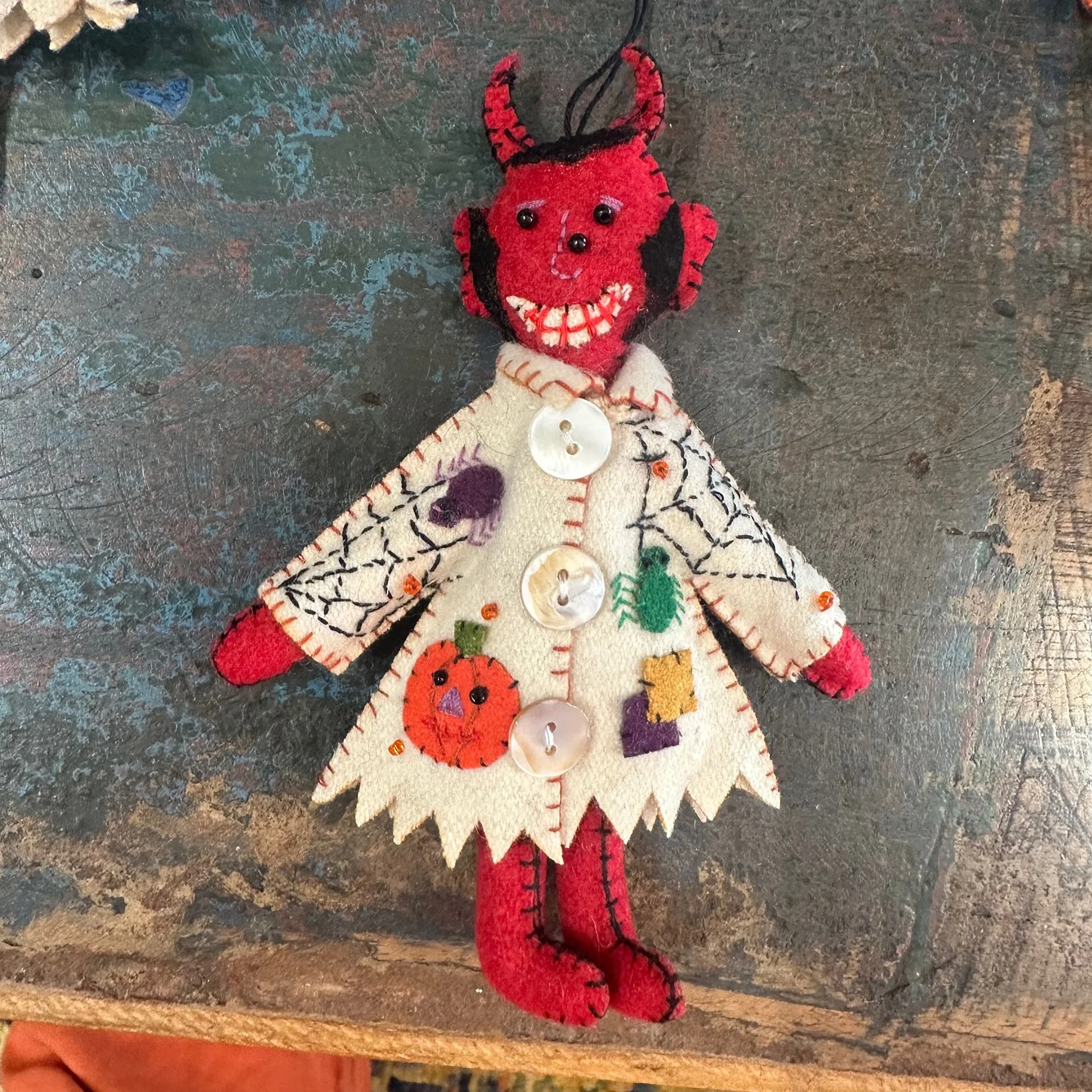 Devil with White Jacket Felt Ornament