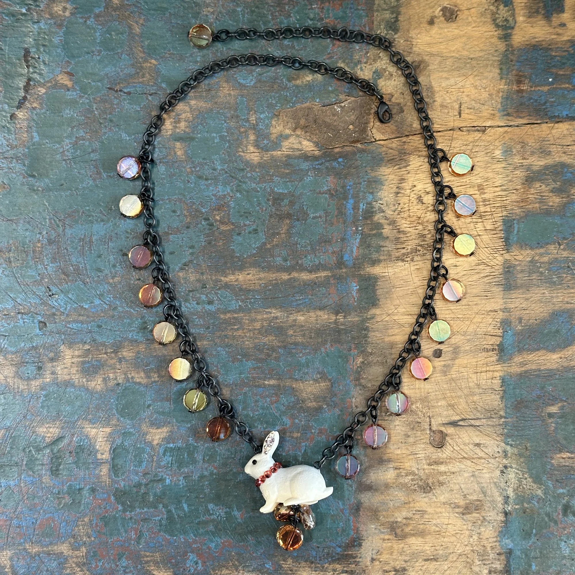 White Rabbit and Smooth Crystal Necklace