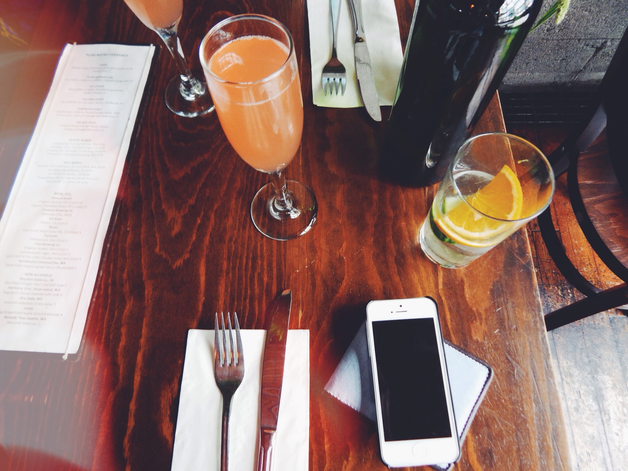 A grapefruit mimosa from Plum Bistro with Holly.